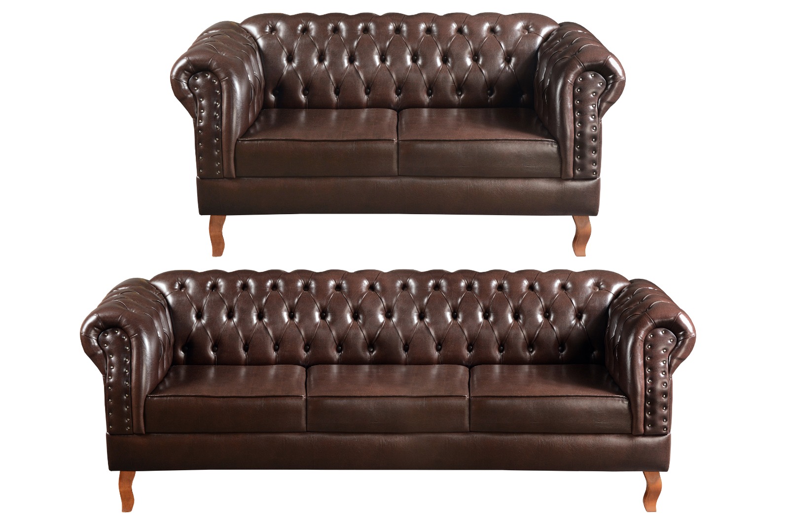 Conjunto De Sofás 2 E 3 Lugares Chesterfield Dom Pedro - Couríssimo Café