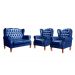 Conjunto Imperador Sofá Chesterfield Decoração Retrô Vintage - Couríssimo Azul 