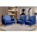 Conjunto Imperador Sofá Chesterfield Decoração Retrô Vintage - Couríssimo Azul 
