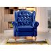 Conjunto Imperador Sofá Chesterfield Decoração Retrô Vintage - Couríssimo Azul 