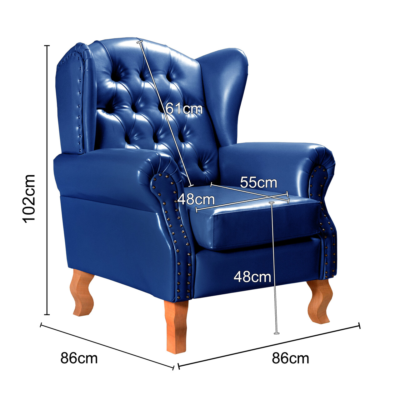 Conjunto Imperador Sofá Chesterfield Decoração Retrô Vintage - Couríssimo Azul 