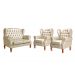 Conjunto Imperador Sofá Chesterfield Decoração Retrô Vintage - Couríssimo Bege