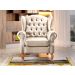 Conjunto Imperador Sofá Chesterfield Decoração Retrô Vintage - Couríssimo Bege