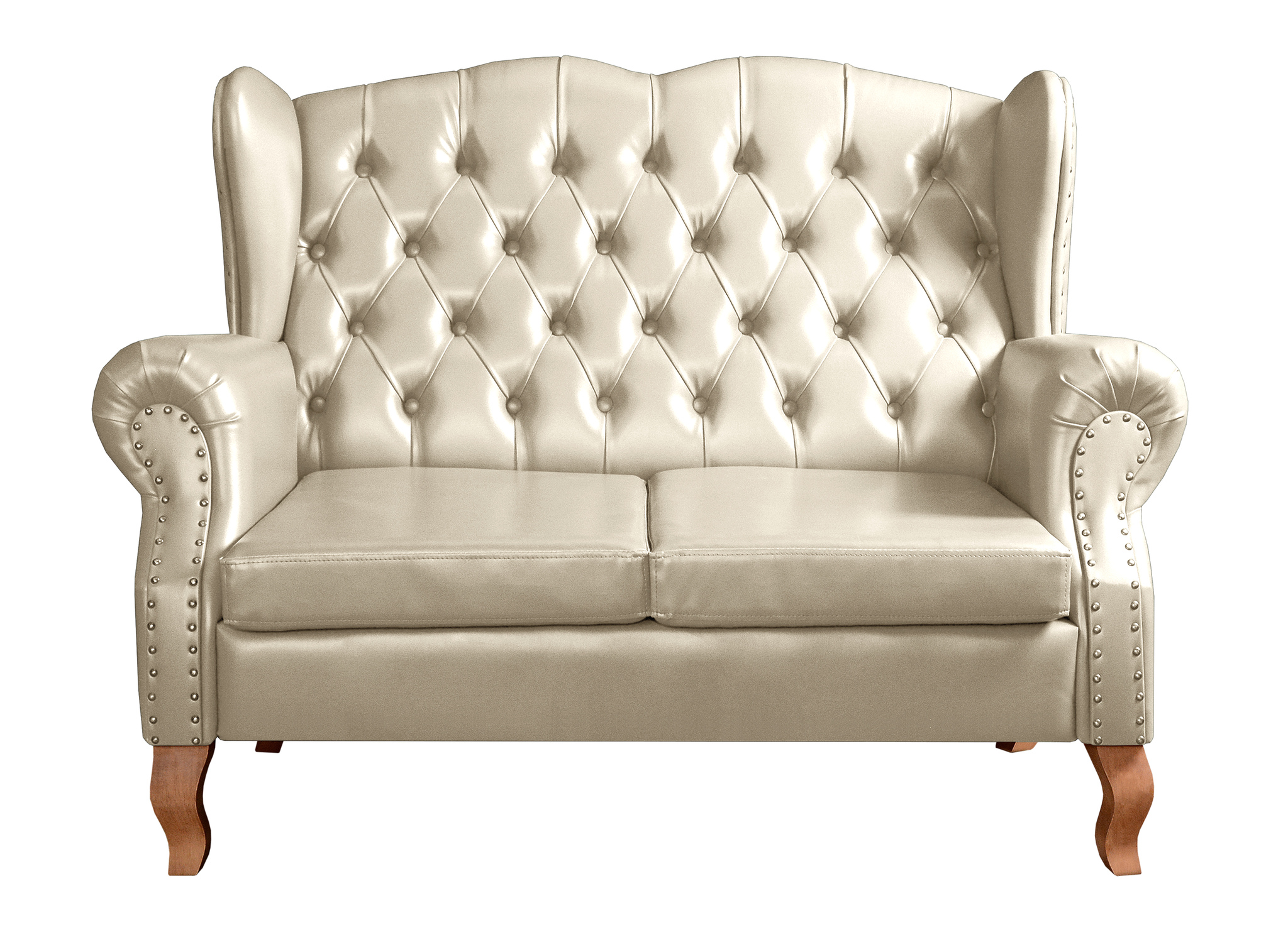 Conjunto Imperador Sofá Chesterfield Decoração Retrô Vintage - Couríssimo Bege