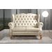 Conjunto Imperador Sofá Chesterfield Decoração Retrô Vintage - Couríssimo Bege