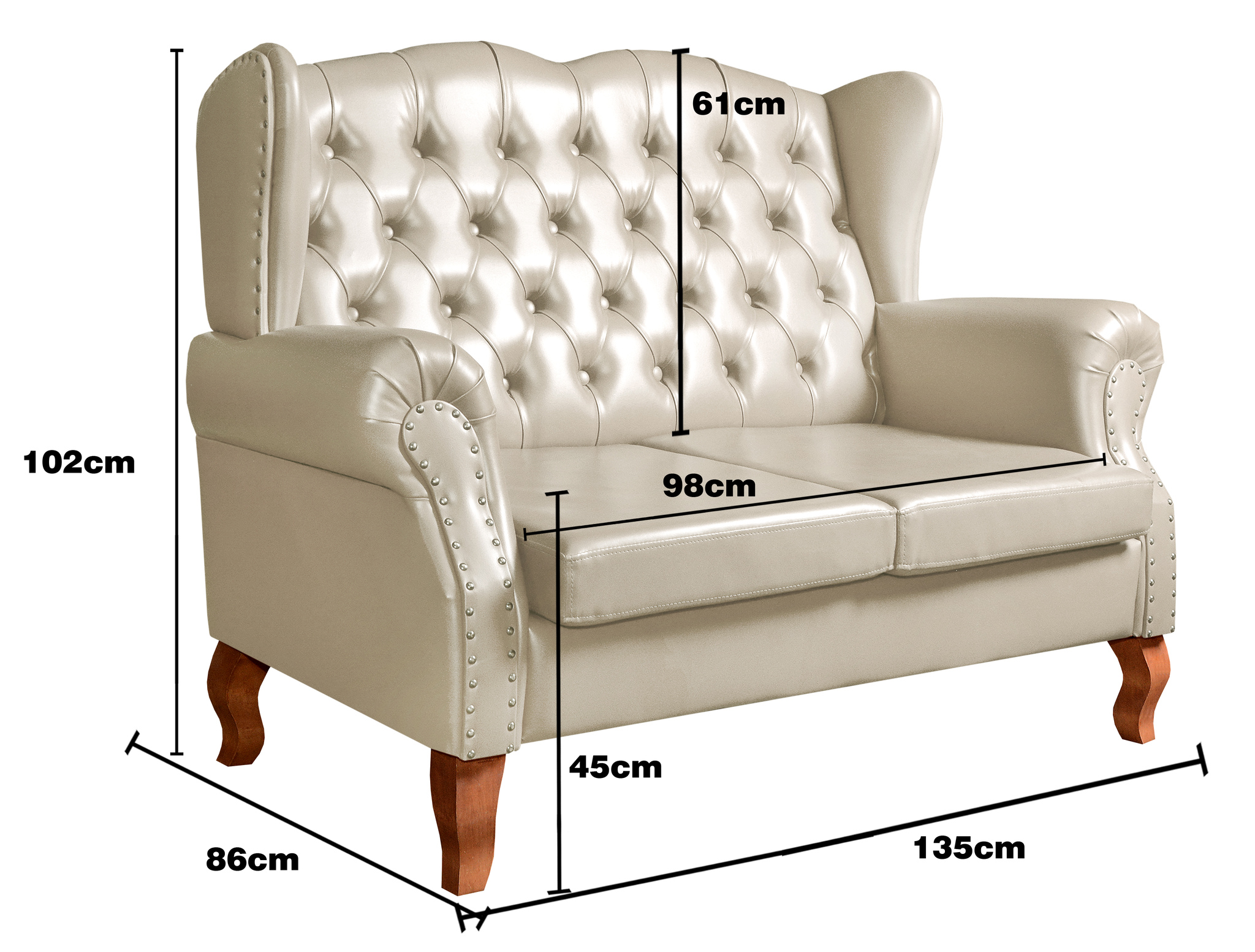 Conjunto Imperador Sofá Chesterfield Decoração Retrô Vintage - Couríssimo Bege
