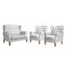 Conjunto Imperador Sofá Chesterfield Decoração Retrô Vintage - Couríssimo Branco 