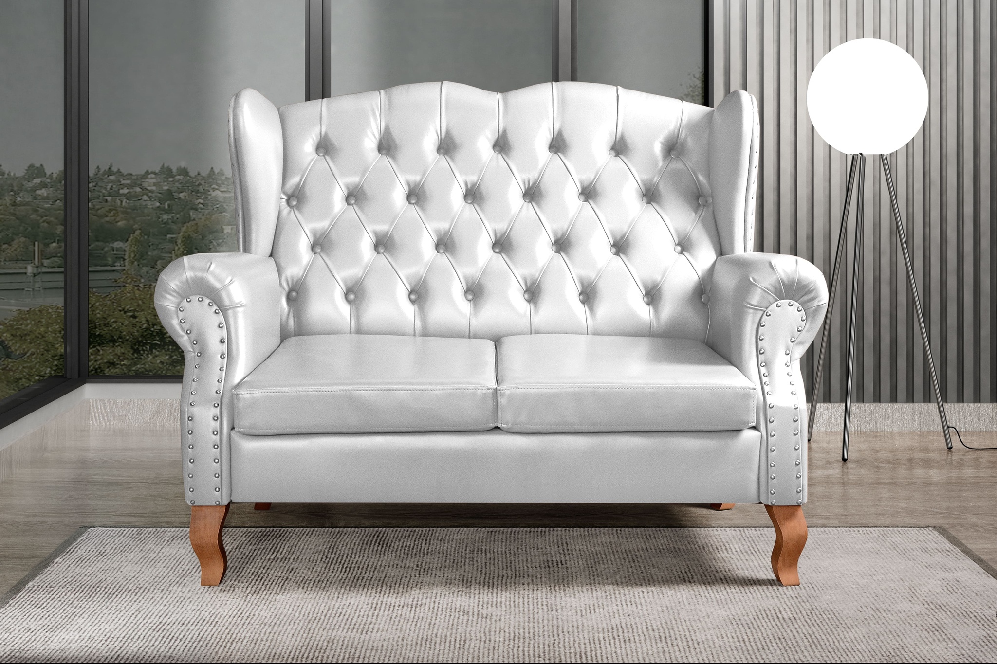 Conjunto Imperador Sofá Chesterfield Decoração Retrô Vintage - Couríssimo Branco 