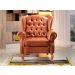 Conjunto Imperador Sofá Chesterfield Decoração Retrô Vintage - Couríssimo Caramelo