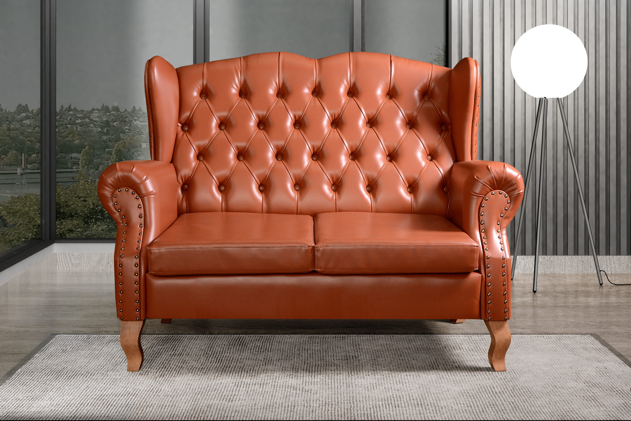 Conjunto Imperador Sofá Chesterfield Decoração Retrô Vintage - Couríssimo Caramelo