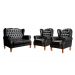 Conjunto Imperador Sofá Chesterfield Decoração Retrô Vintage - Couríssimo Preto 005