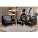 Conjunto Imperador Sofá Chesterfield Decoração Retrô Vintage - Couríssimo Preto 005