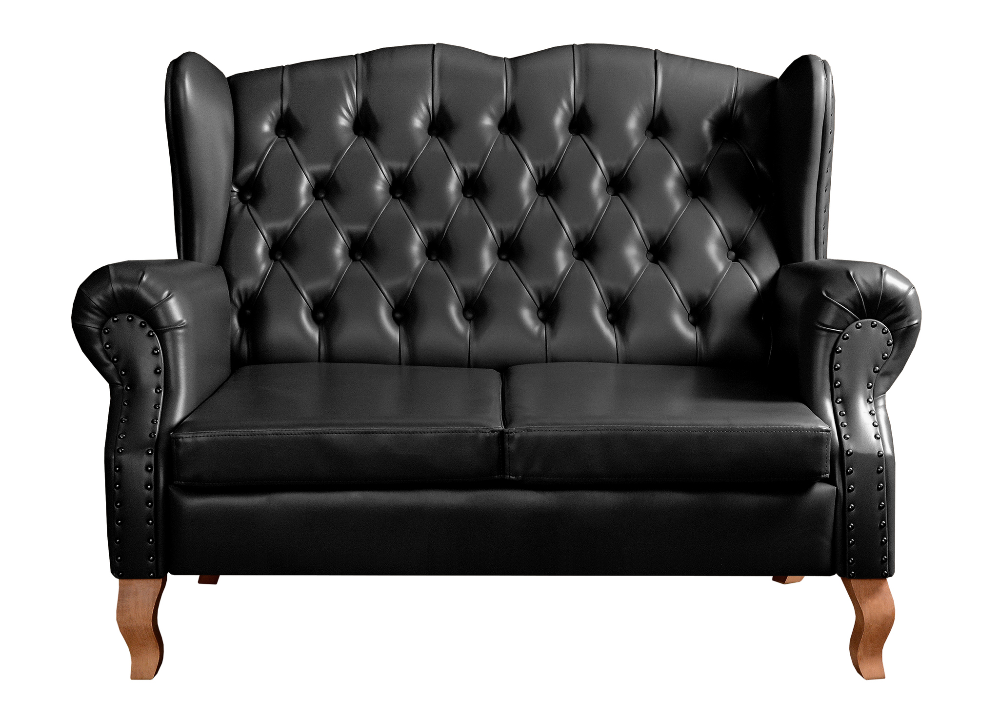 Conjunto Imperador Sofá Chesterfield Decoração Retrô Vintage - Couríssimo Preto 005