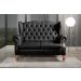 Conjunto Imperador Sofá Chesterfield Decoração Retrô Vintage - Couríssimo Preto 005