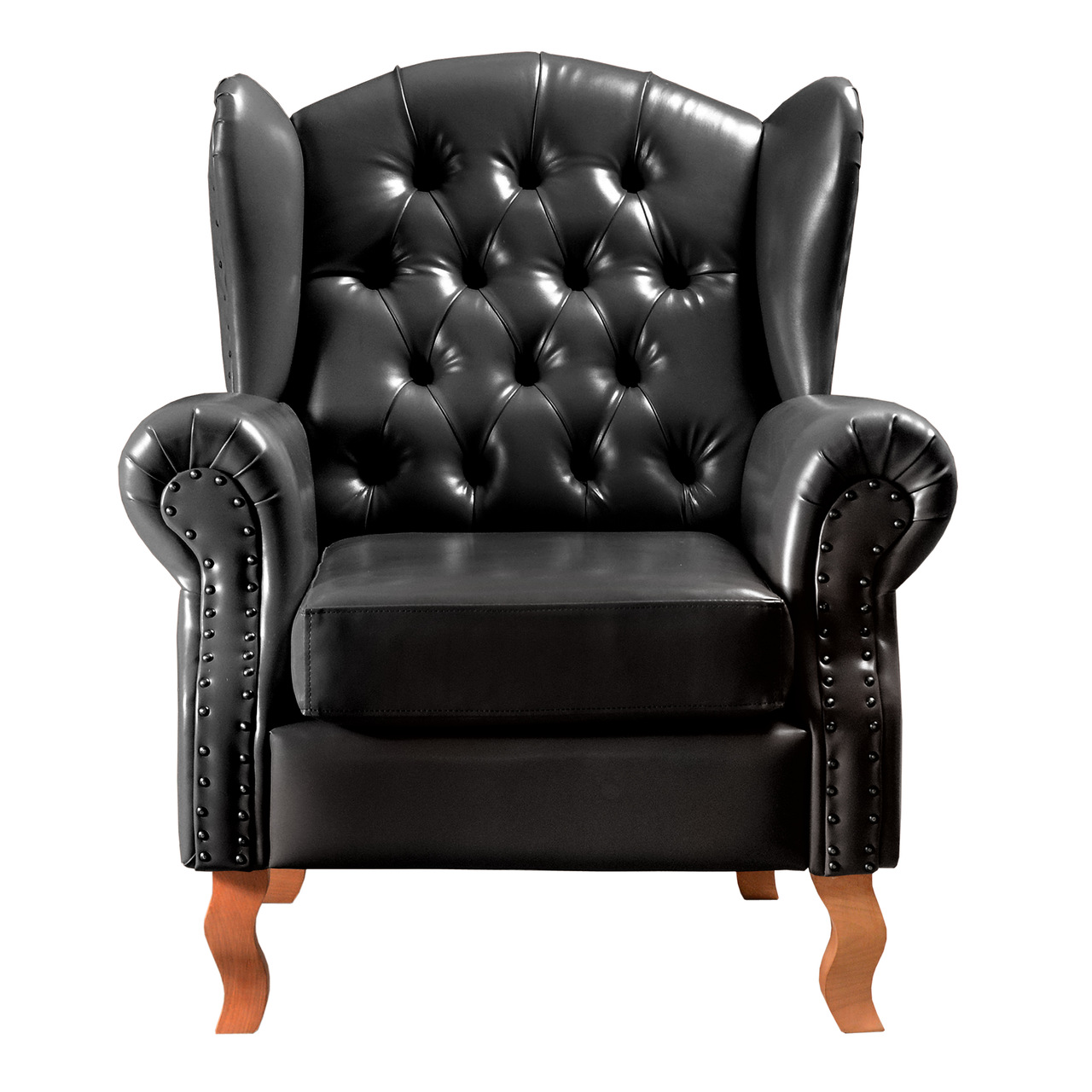 Conjunto Imperador Sofá Chesterfield Decoração Retrô Vintage - Couríssimo Preto 005
