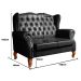 Conjunto Imperador Sofá Chesterfield Decoração Retrô Vintage - Couríssimo Preto 005