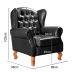 Conjunto Imperador Sofá Chesterfield Decoração Retrô Vintage - Couríssimo Preto 005