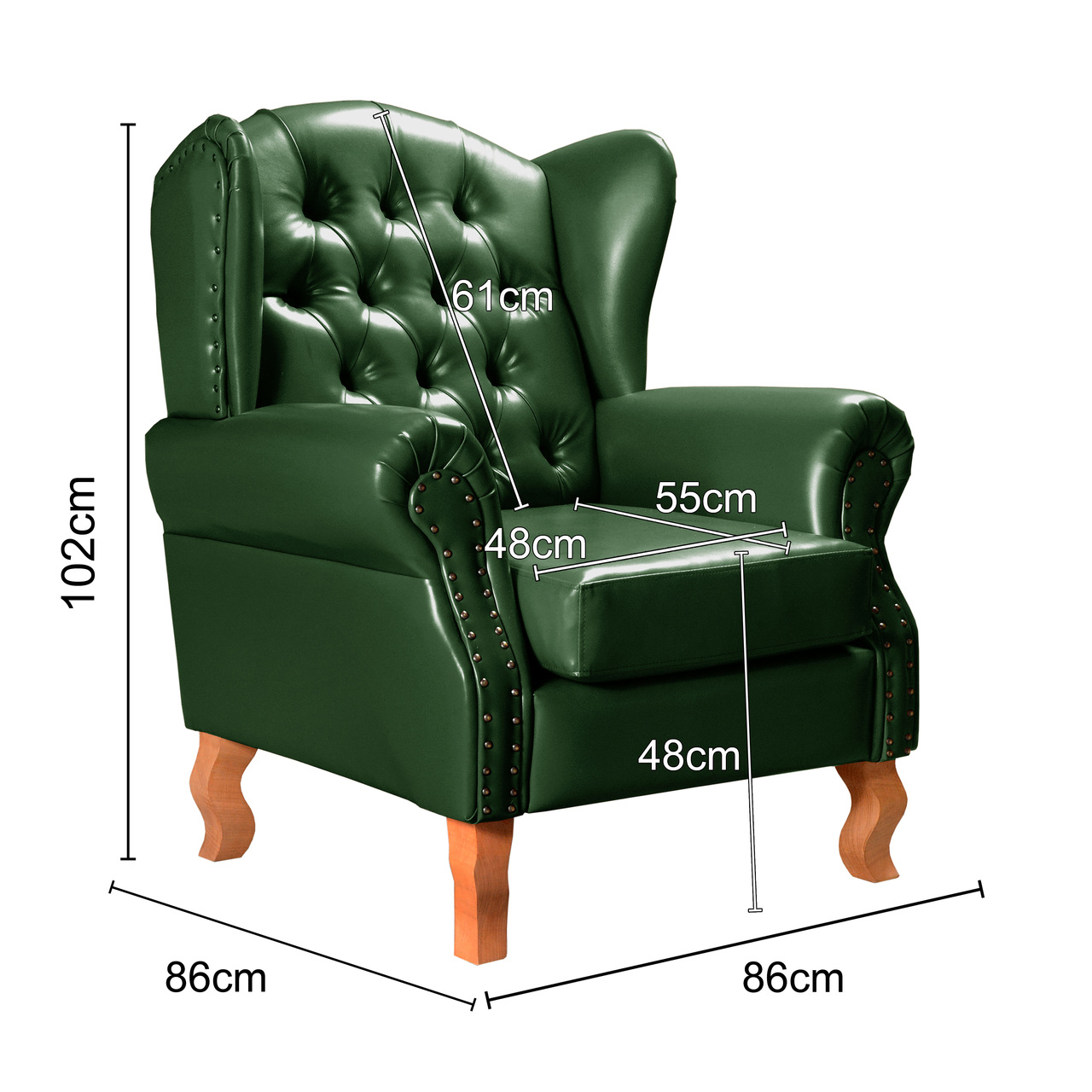 Conjunto Imperador Sofá Chesterfield Decoração Retrô Vintage - Couríssimo Verde