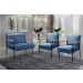 Conjunto Namoradeira 2 Lugares E 2 Poltronas Decorativas Jade - Linho Azul