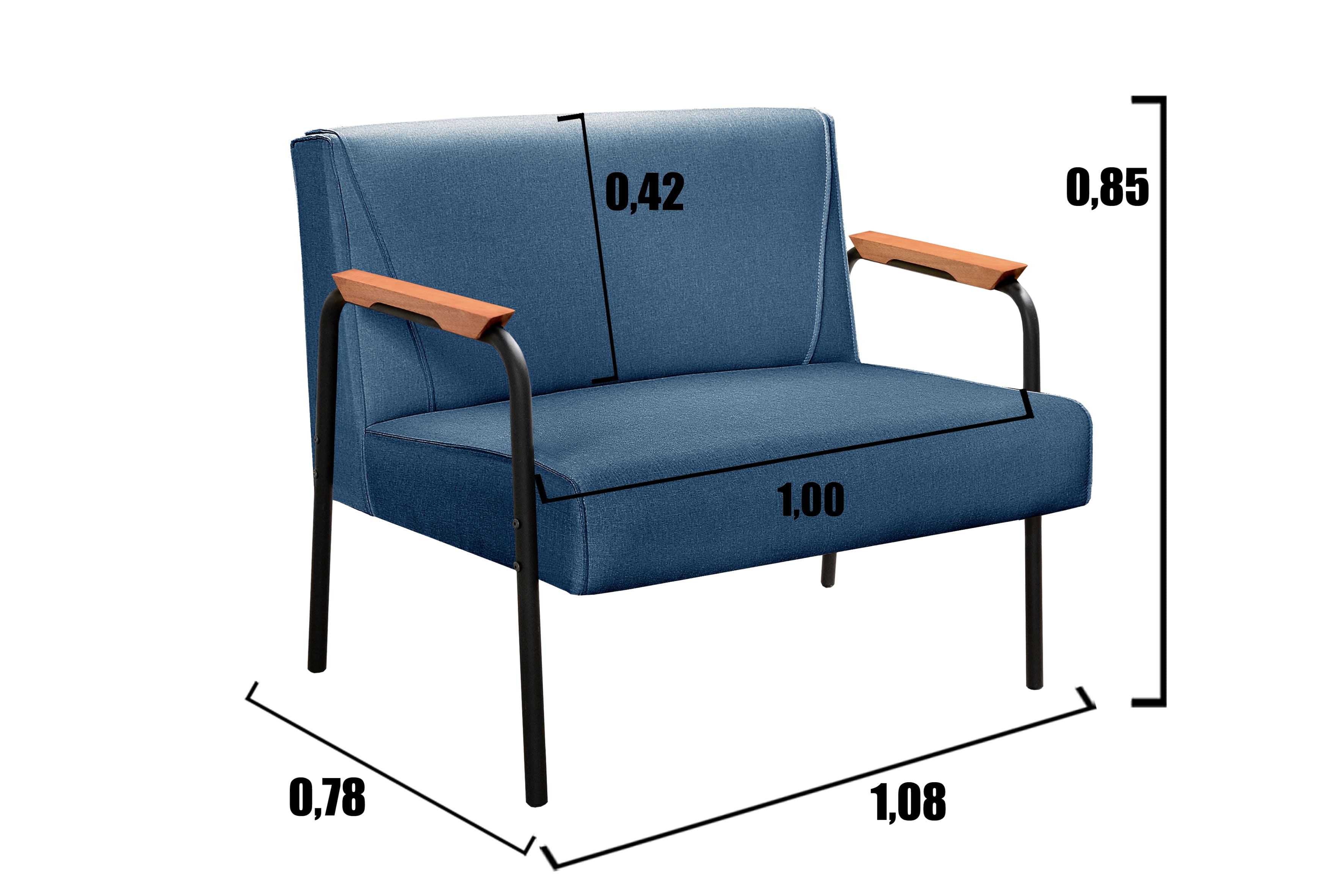 Conjunto Namoradeira 2 Lugares E 2 Poltronas Decorativas Jade - Linho Azul