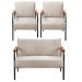 Conjunto Namoradeira 2 Lugares E 2 Poltronas Decorativas Jade - Linho Bege