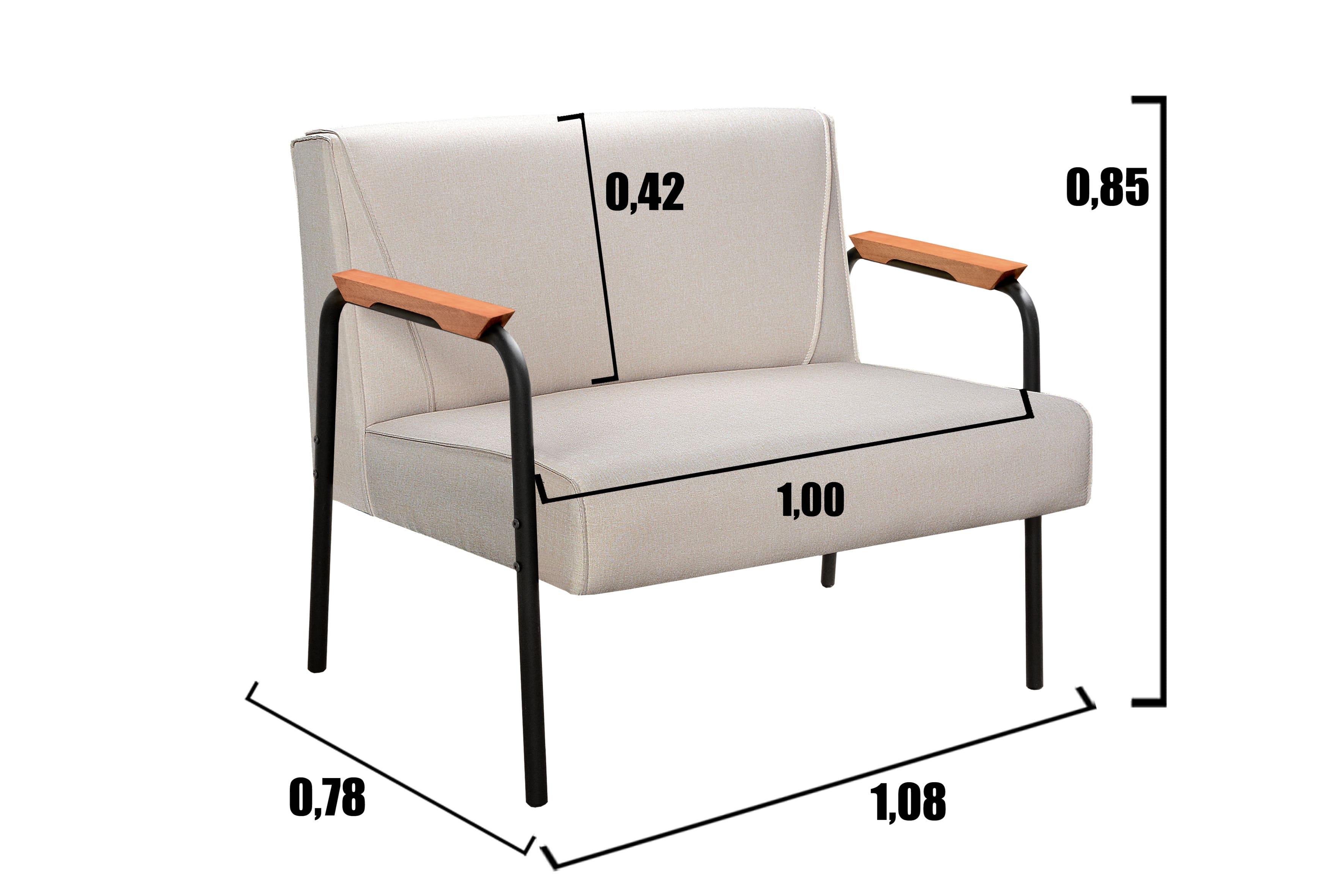 Conjunto Namoradeira 2 Lugares E 2 Poltronas Decorativas Jade - Linho Bege