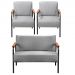 Conjunto Namoradeira 2 Lugares E 2 Poltronas Decorativas Jade - Linho Cinza