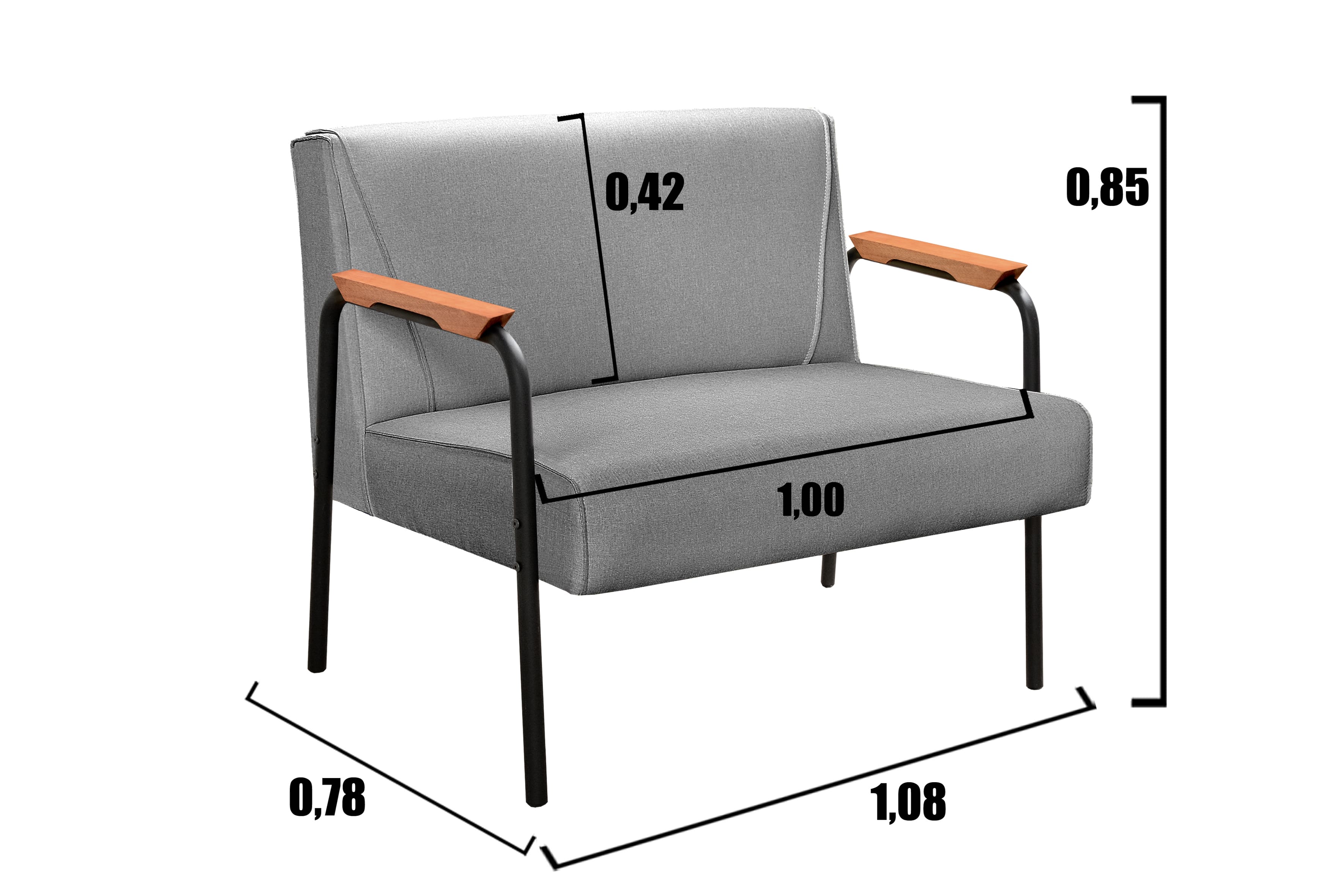 Conjunto Namoradeira 2 Lugares E 2 Poltronas Decorativas Jade - Linho Cinza