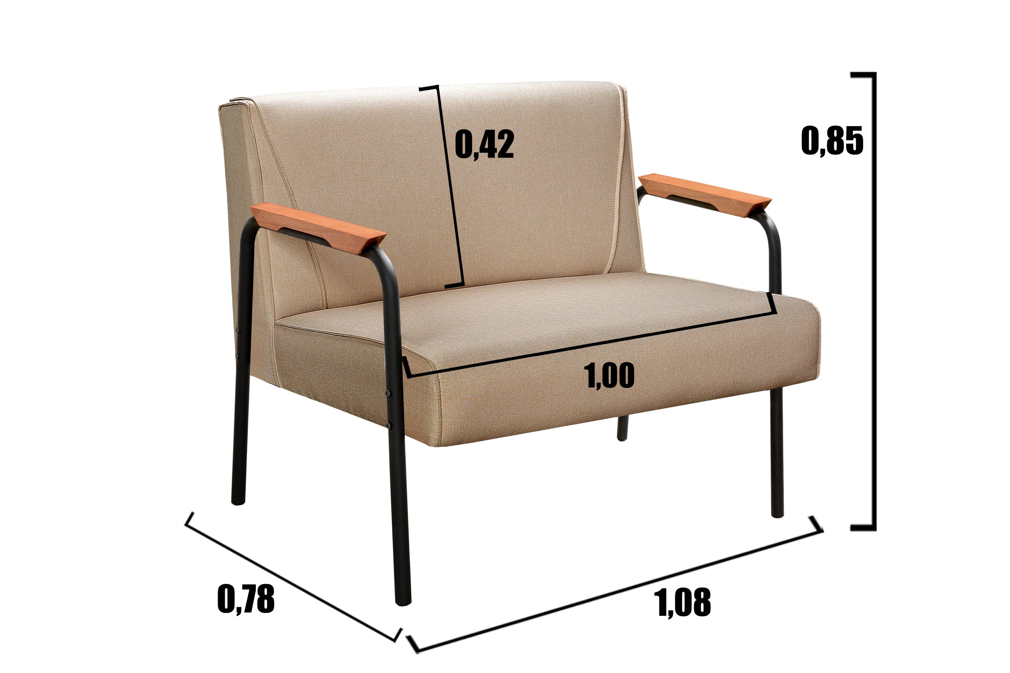 Conjunto Namoradeira 2 Lugares E 2 Poltronas Decorativas Jade - Linho Marrom