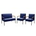 Conjunto Namoradeira 2 Lugares E 2 Poltronas Decorativas Jade - Suede Azul