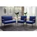 Conjunto Namoradeira 2 Lugares E 2 Poltronas Decorativas Jade - Suede Azul
