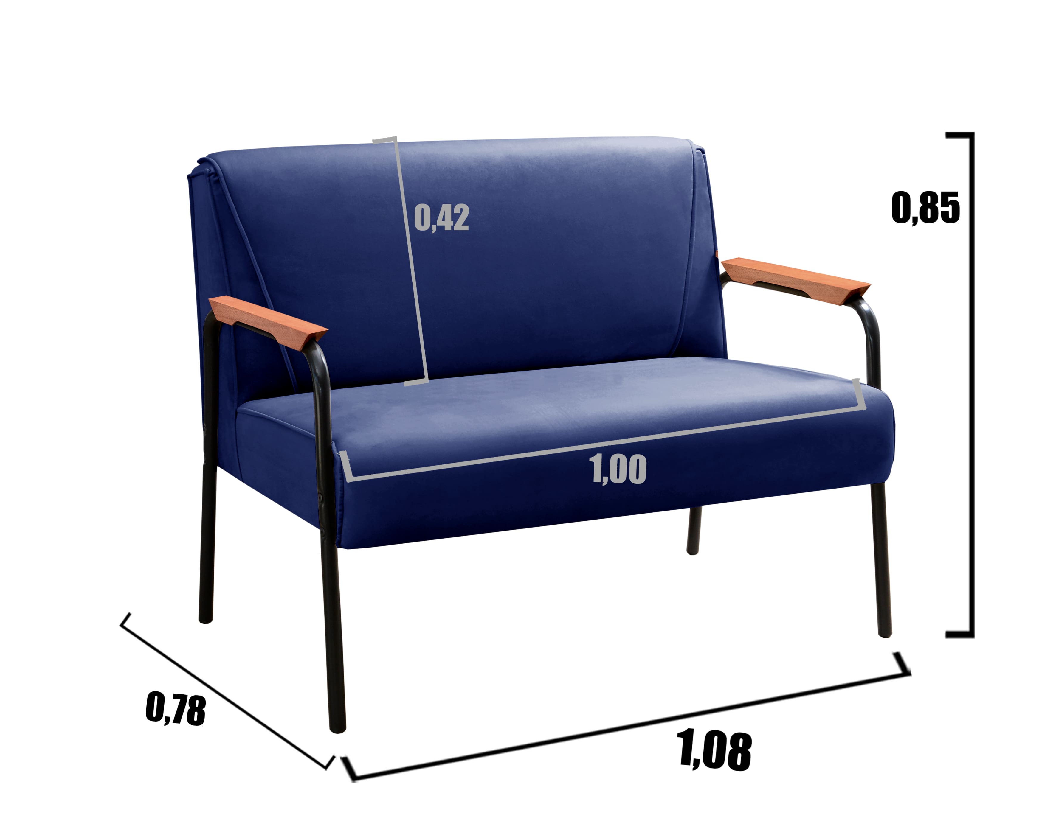 Conjunto Namoradeira 2 Lugares E 2 Poltronas Decorativas Jade - Suede Azul