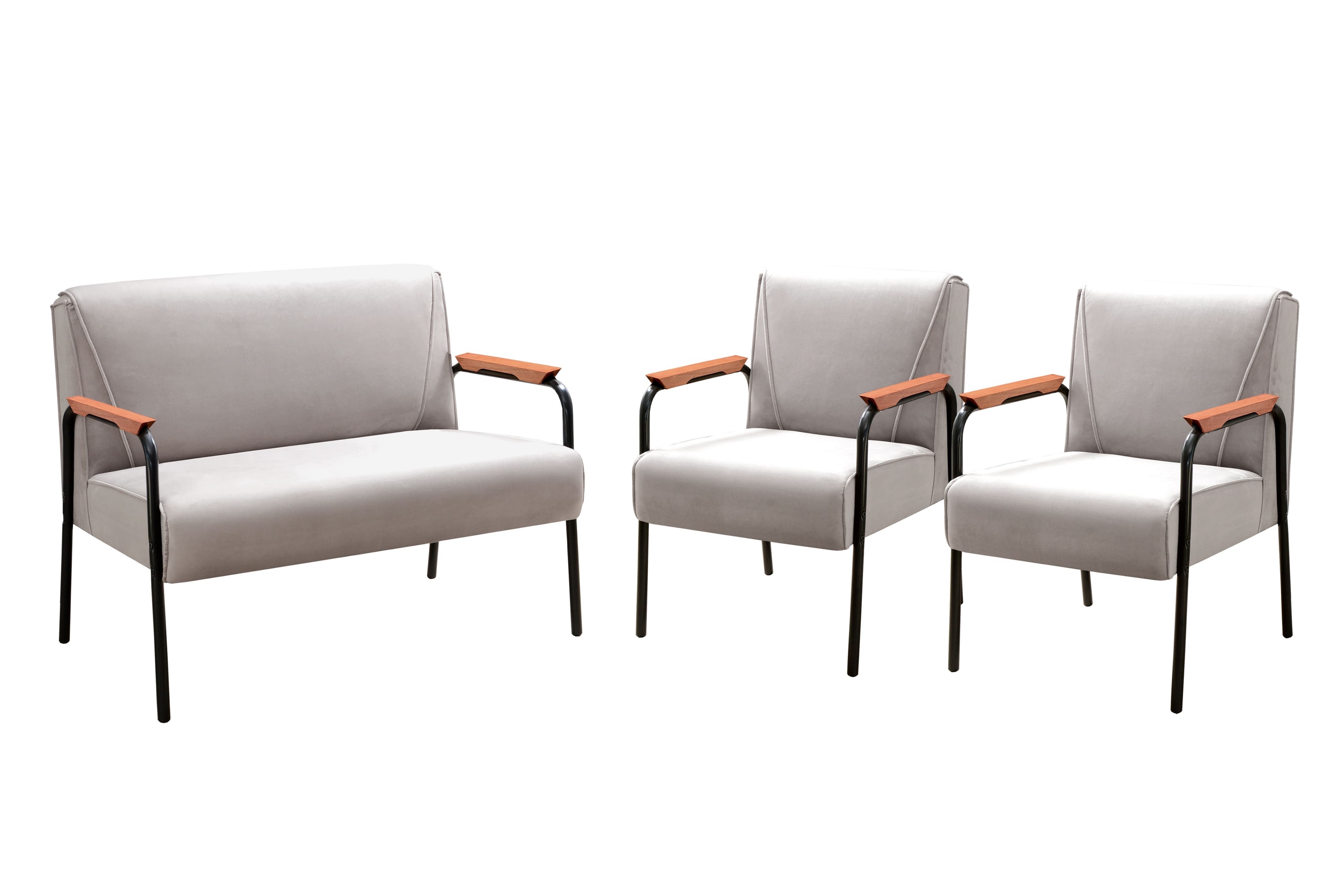 Conjunto Namoradeira 2 Lugares E 2 Poltronas Decorativas Jade - Suede Bege