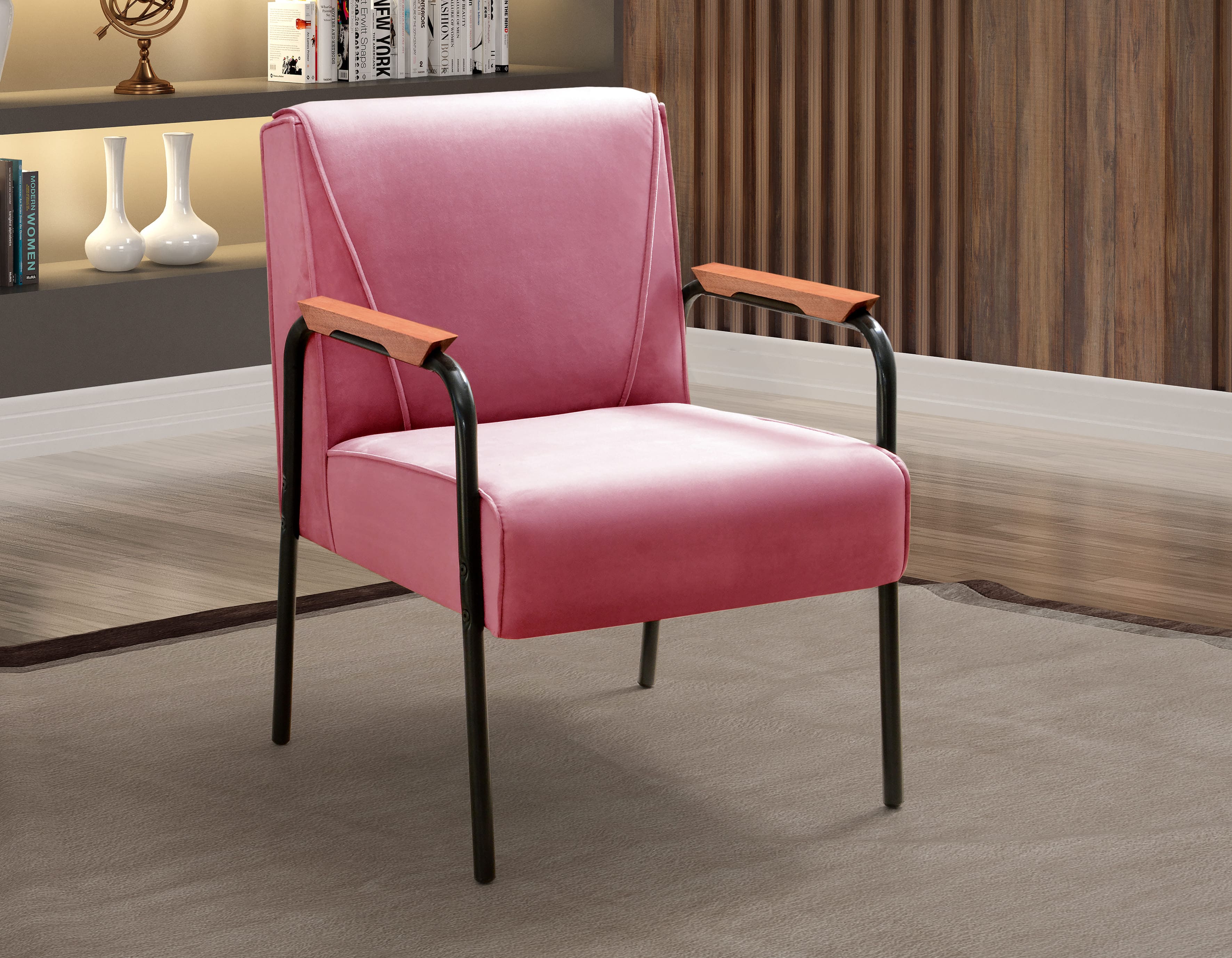 Conjunto Namoradeira 2 Lugares E 2 Poltronas Decorativas Jade - Suede Rosa
