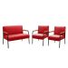 Conjunto Namoradeira 2 Lugares E 2 Poltronas Decorativas Jade - Suede Vermelho