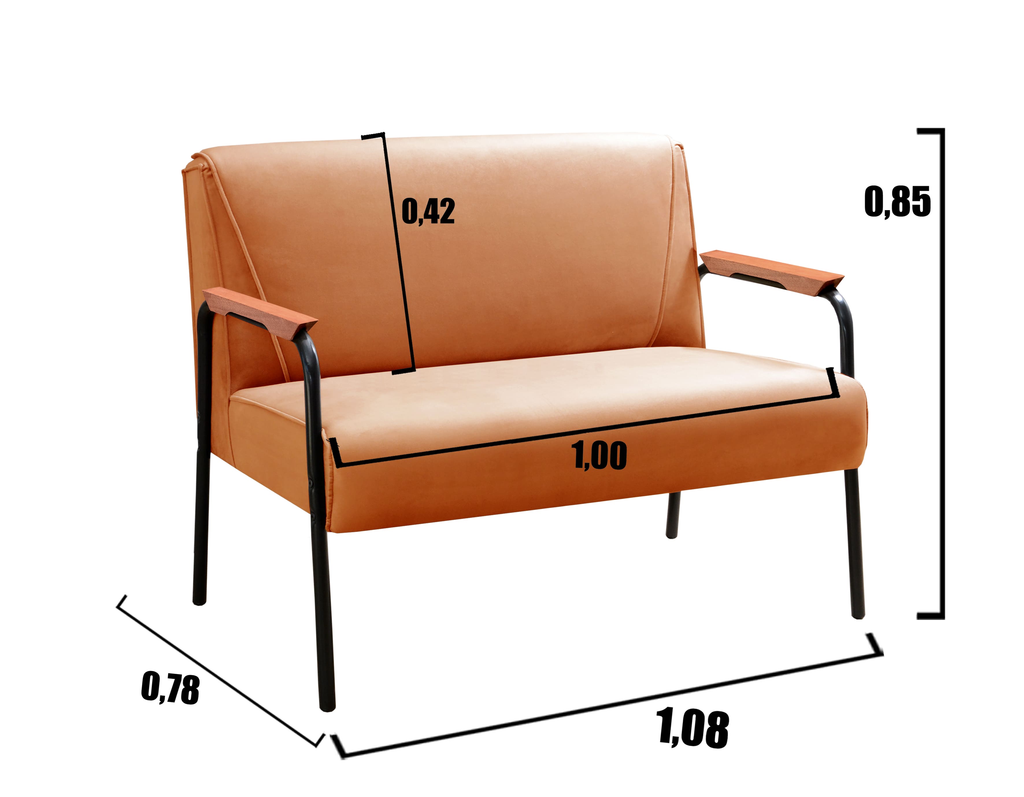 Conjunto Namoradeira 2 Lugares E 2 Poltronas Decorativas Jade - Veludo Terracota
