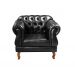 Conjunto Poltrona Duquesa E Puff Banqueta Chesterfield Capitonê Retrô - Preto