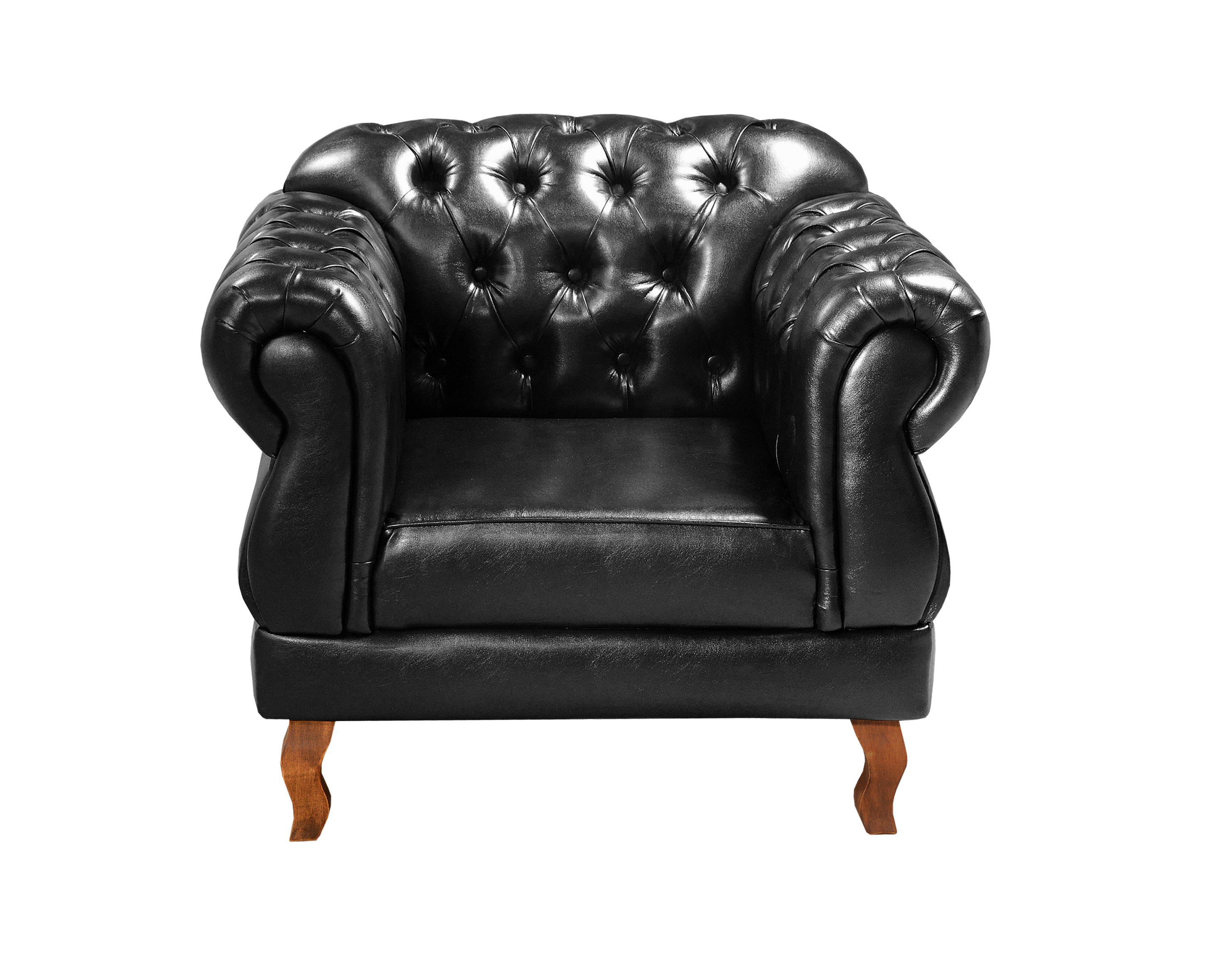 Conjunto Poltrona Duquesa E Puff Banqueta Chesterfield Capitonê Retrô - Preto