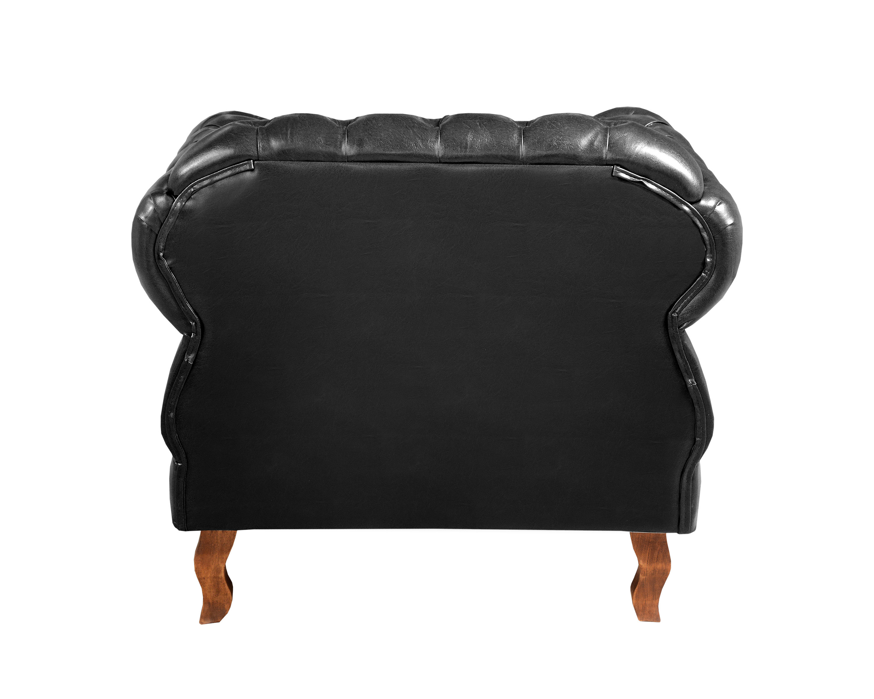 Conjunto Poltrona Duquesa E Puff Banqueta Chesterfield Capitonê Retrô - Preto