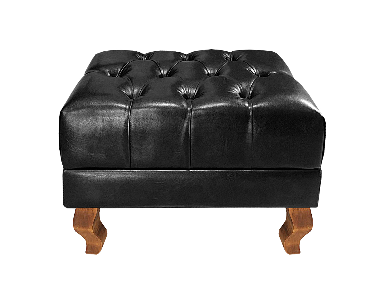 Conjunto Poltrona Duquesa E Puff Banqueta Chesterfield Capitonê Retrô - Preto