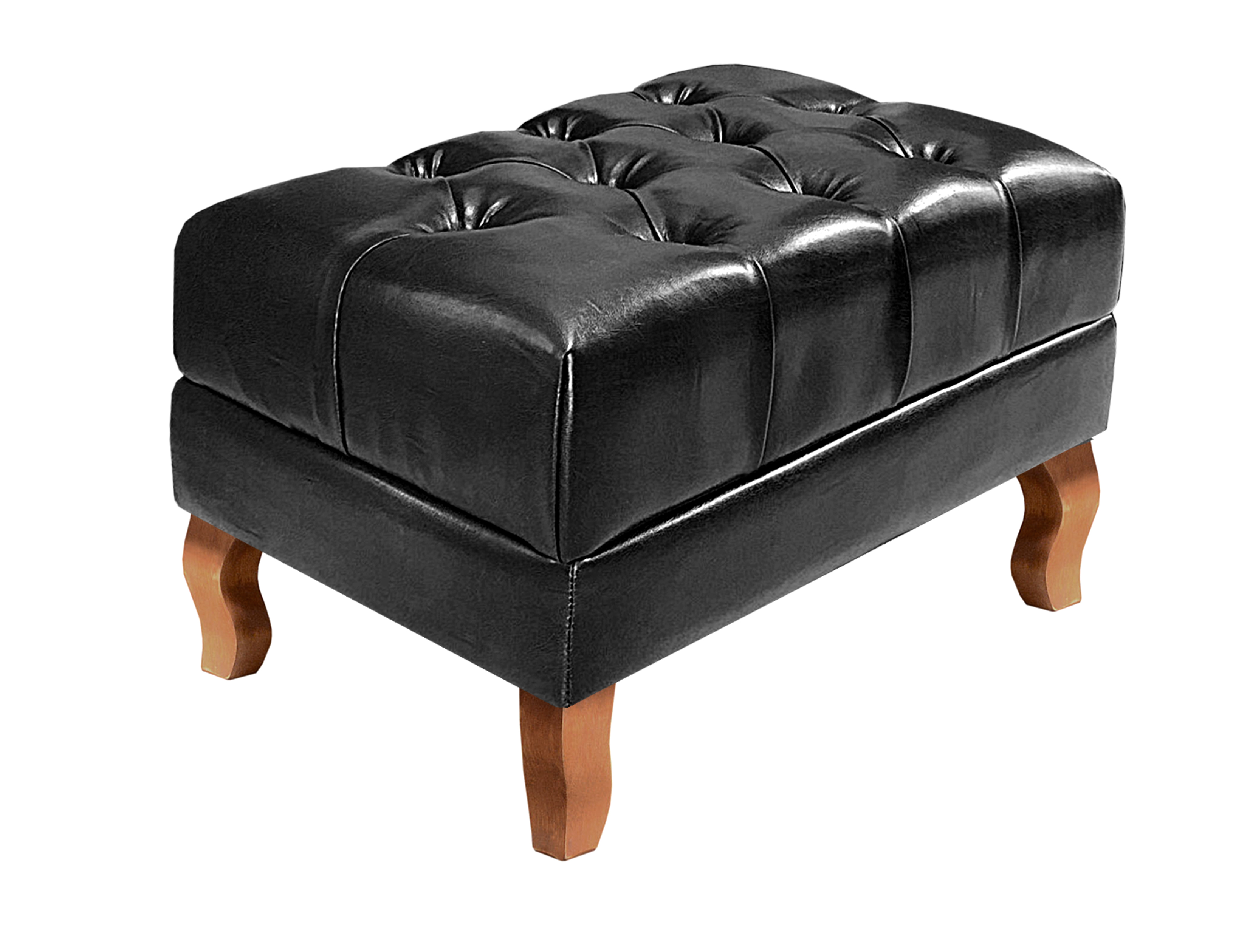 Conjunto Poltrona Duquesa E Puff Banqueta Chesterfield Capitonê Retrô - Preto