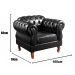 Conjunto Poltrona Duquesa E Puff Banqueta Chesterfield Capitonê Retrô - Preto