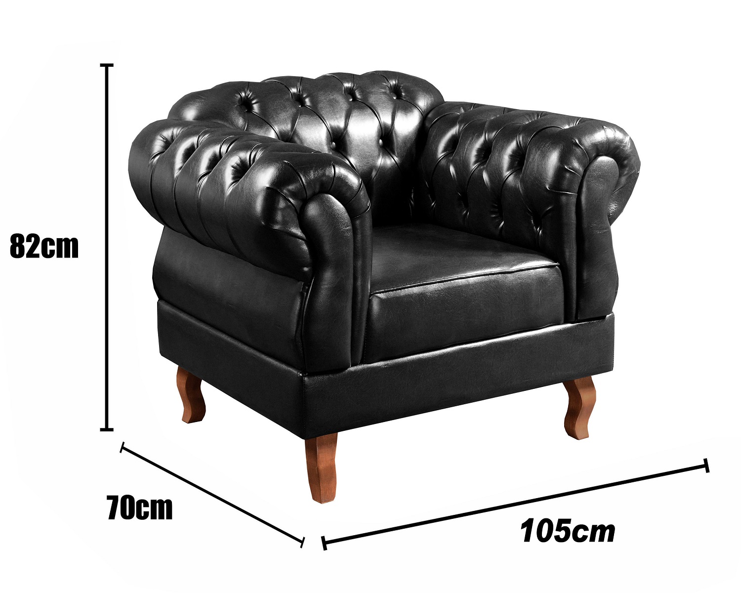 Conjunto Poltrona Duquesa E Puff Banqueta Chesterfield Capitonê Retrô - Preto