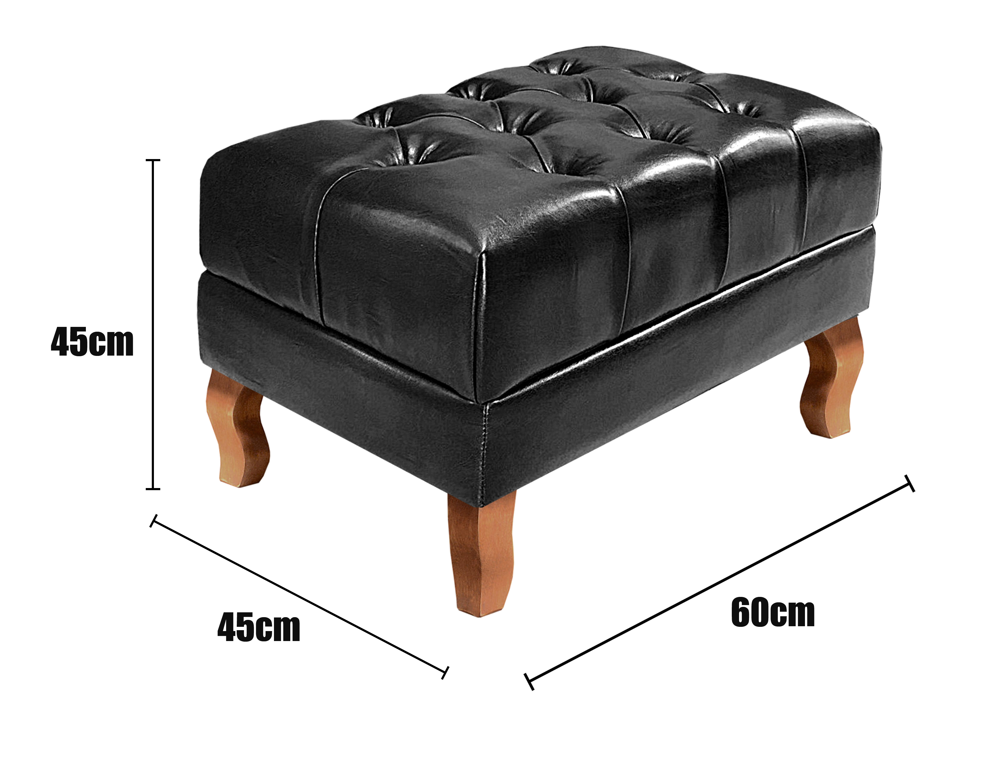 Conjunto Poltrona Duquesa E Puff Banqueta Chesterfield Capitonê Retrô - Preto