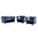 Conjunto Realeza Sofá com Poltronas Chesterfield Decoração Sala Recepção - Suede Azul Marinho