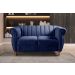 Conjunto Realeza Sofá com Poltronas Chesterfield Decoração Sala Recepção - Suede Azul Marinho