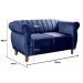 Conjunto Realeza Sofá com Poltronas Chesterfield Decoração Sala Recepção - Suede Azul Marinho