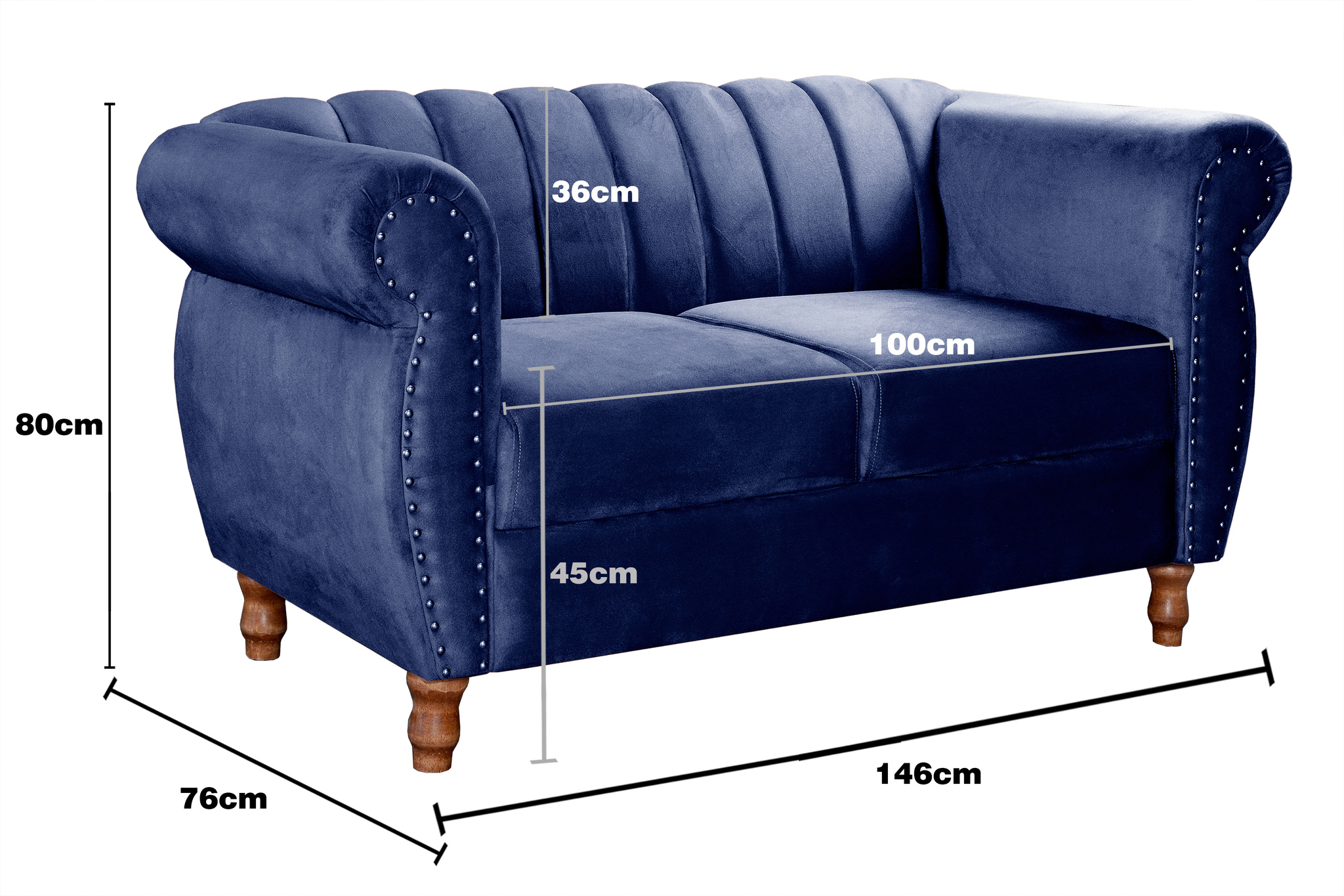 Conjunto Realeza Sofá com Poltronas Chesterfield Decoração Sala Recepção - Suede Azul Marinho