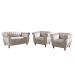 Conjunto Realeza Sofá com Poltronas Chesterfield Decoração Sala Recepção - Suede Bege Claro 