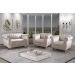 Conjunto Realeza Sofá com Poltronas Chesterfield Decoração Sala Recepção - Suede Bege Claro 